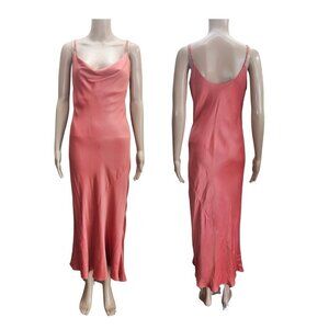 Park & Fifth Y2K Satin Slip Bridesmaid Dress Small Rust Orange Rayon